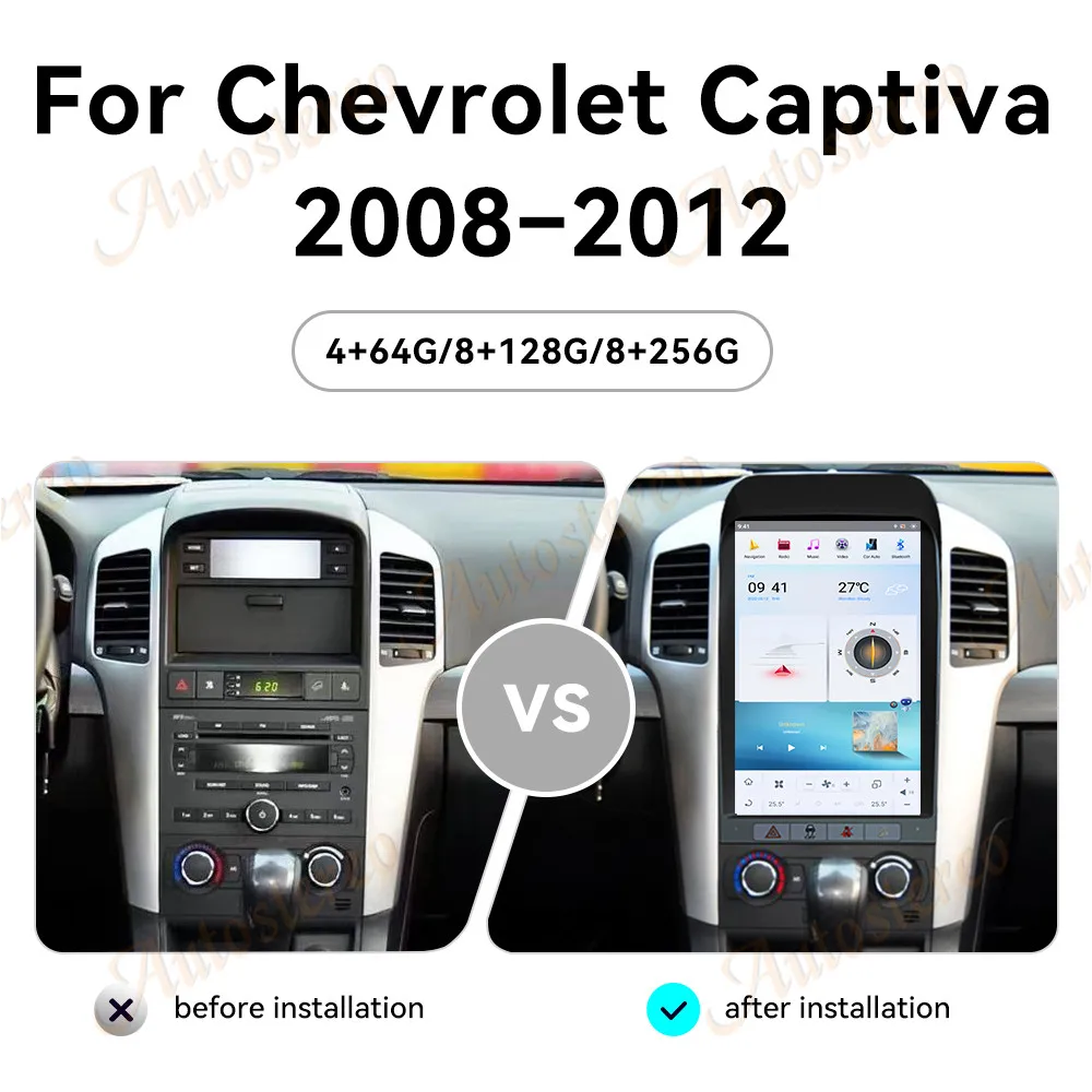 13.6 inch Android 13 Vehicle Car GPS Navigation for Chevrolet Captiva 2008-2012 Screen Head Unit Multimedia Player Stereo-