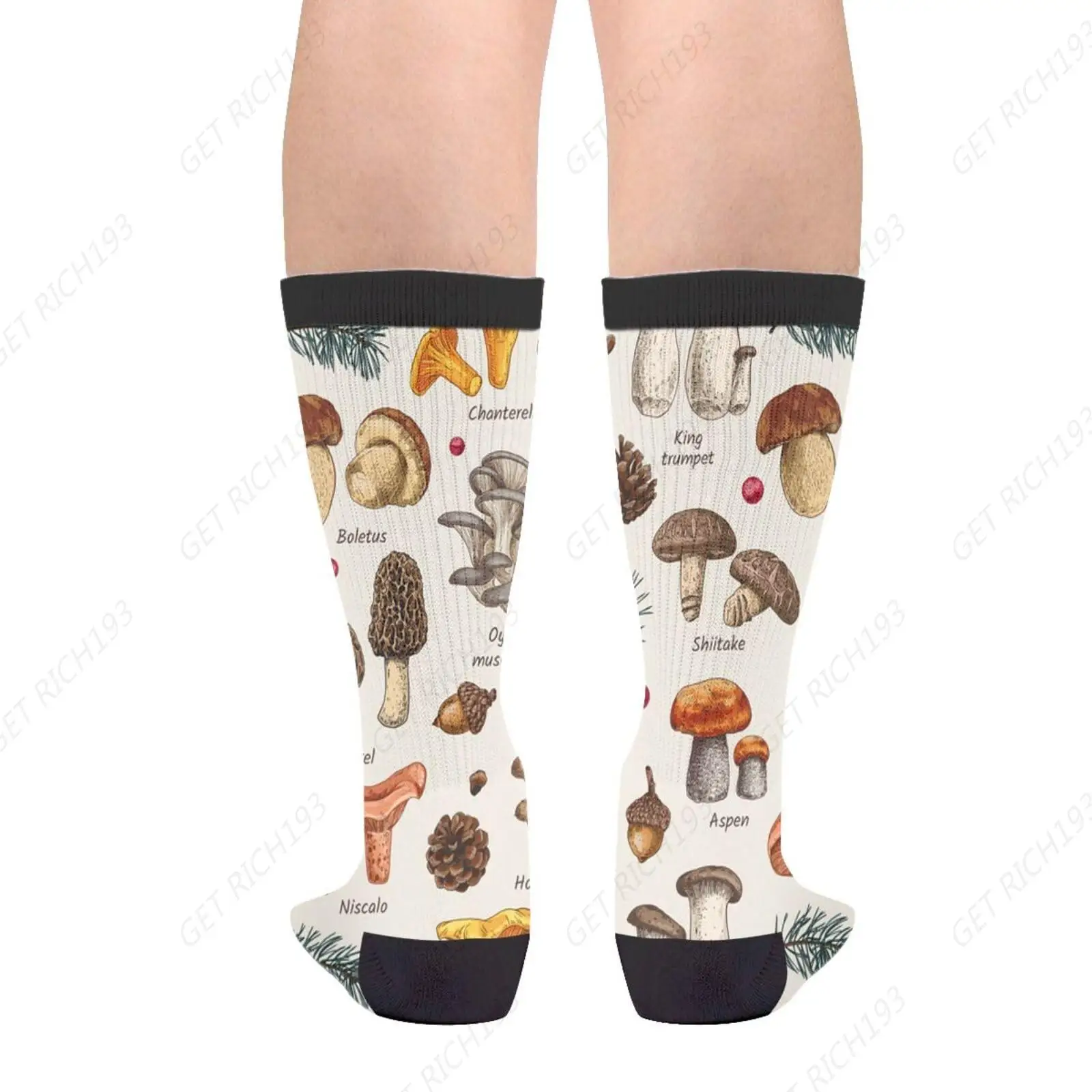 Edible Mushrooms Collection Novelty Crew Socks Casual Crazy Funny Dress Socks For Women Men Teens Gift