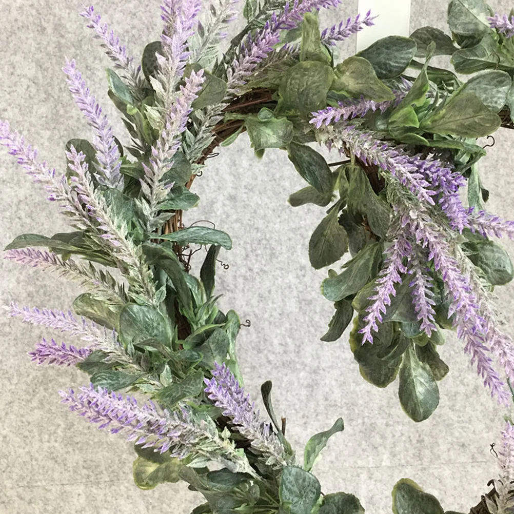 

Artificial Lavender Heart Shape Wreath Purple Decorative Garland for Wedding Party Home Door Window Hanging Decor