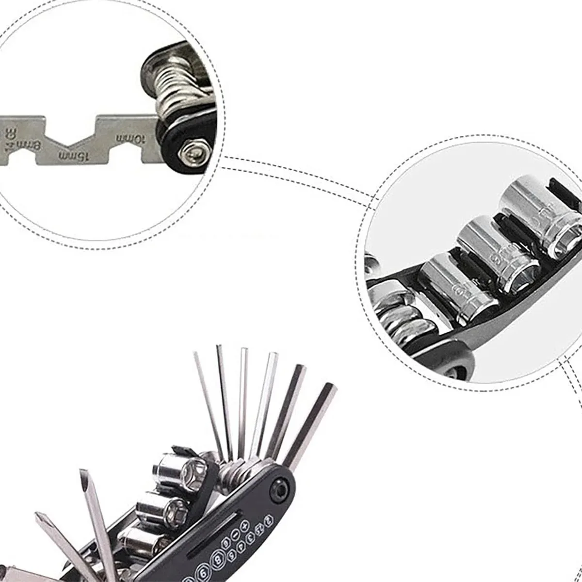 1pc 16 In 1 Stainless Steel Metric Multifunctional Hex Wrench Socket And Screwdriver Suitable For Home Use And Maintenance