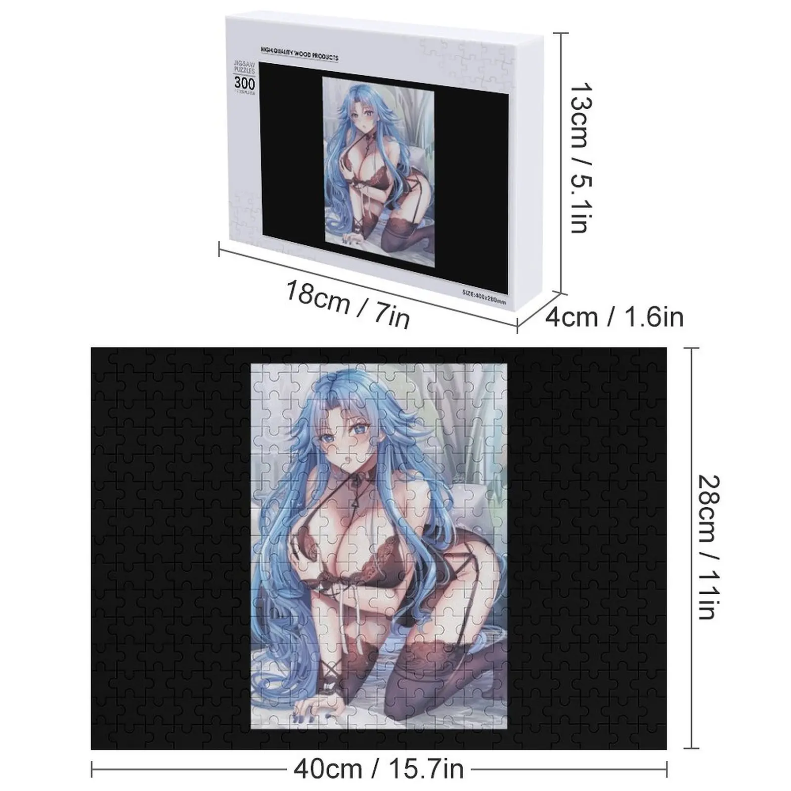 Ecchi Oppai ملابس داخلية مثيرة للفتيات أنيمي كلاسيكية. أحجية الصور المقطوعة هدايا عيد الميلاد مع اسم الصورة الشخصية لعبة ألغاز خشبية