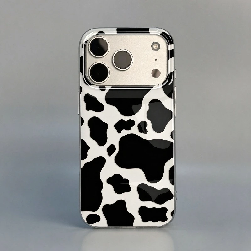 Black And White Cow Pattern Phone Case For iPhone 11 12 13 14 15 16 17 18 Pro Max 16e 17e X XR XS Max 7 8 Plus Shockproof Cover