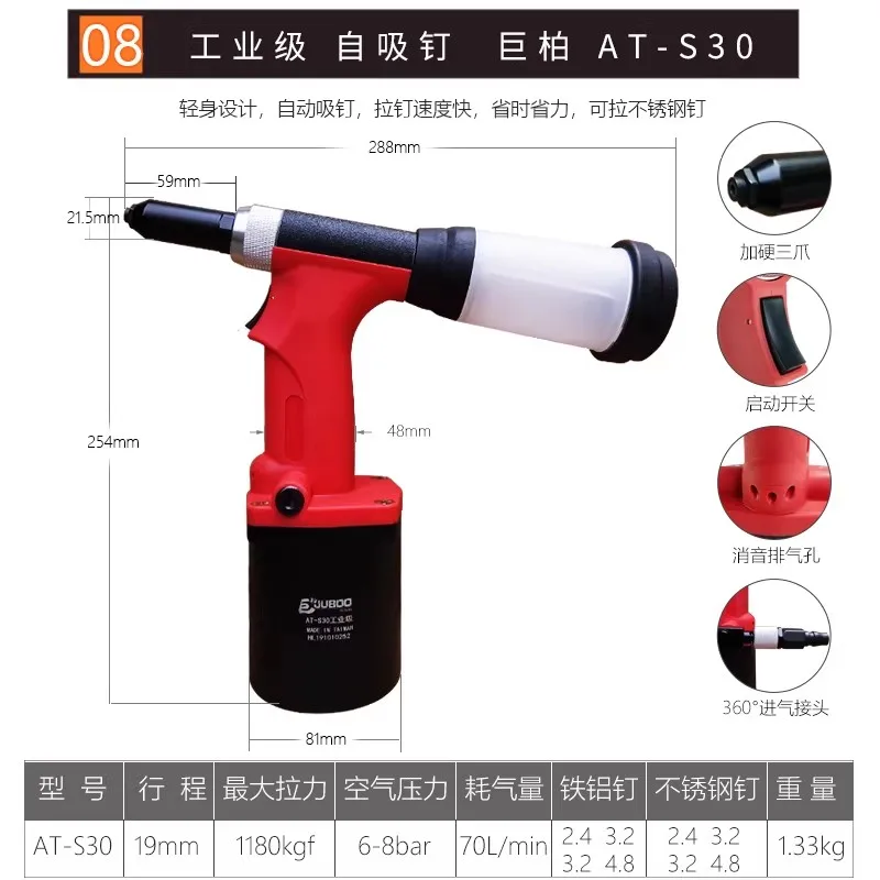 Suruima 4000 Type Pneumatic Rivet Gun Self-Priming Rivet Gun 6.4 Stainless Steel Blind Rivet Tool view 3