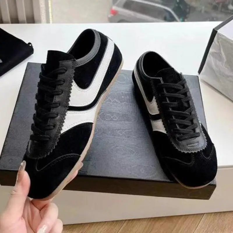 German Training Shoes Women 2026 Summertime Flat Lace-up Forrest Gump Shoes Women Genuine Leather Mesh Ventilation Sneakers image 3
