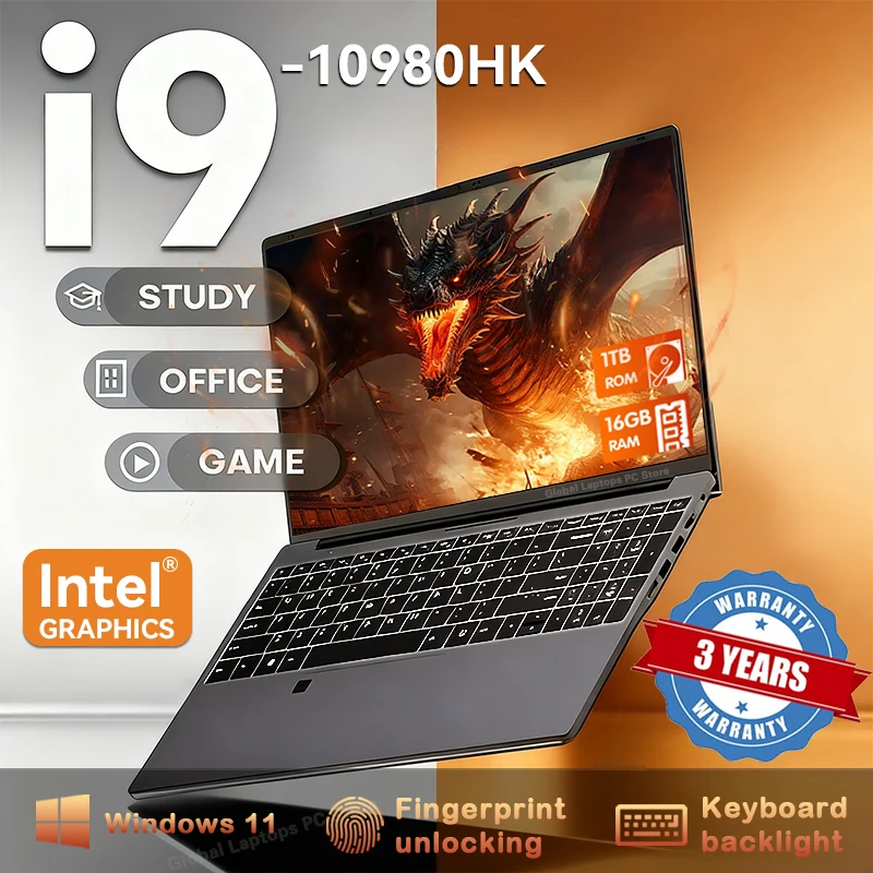 15.6" Portable Laptop Computer Intel Core I9 10980hk Windows 11 Pro Gamer PC