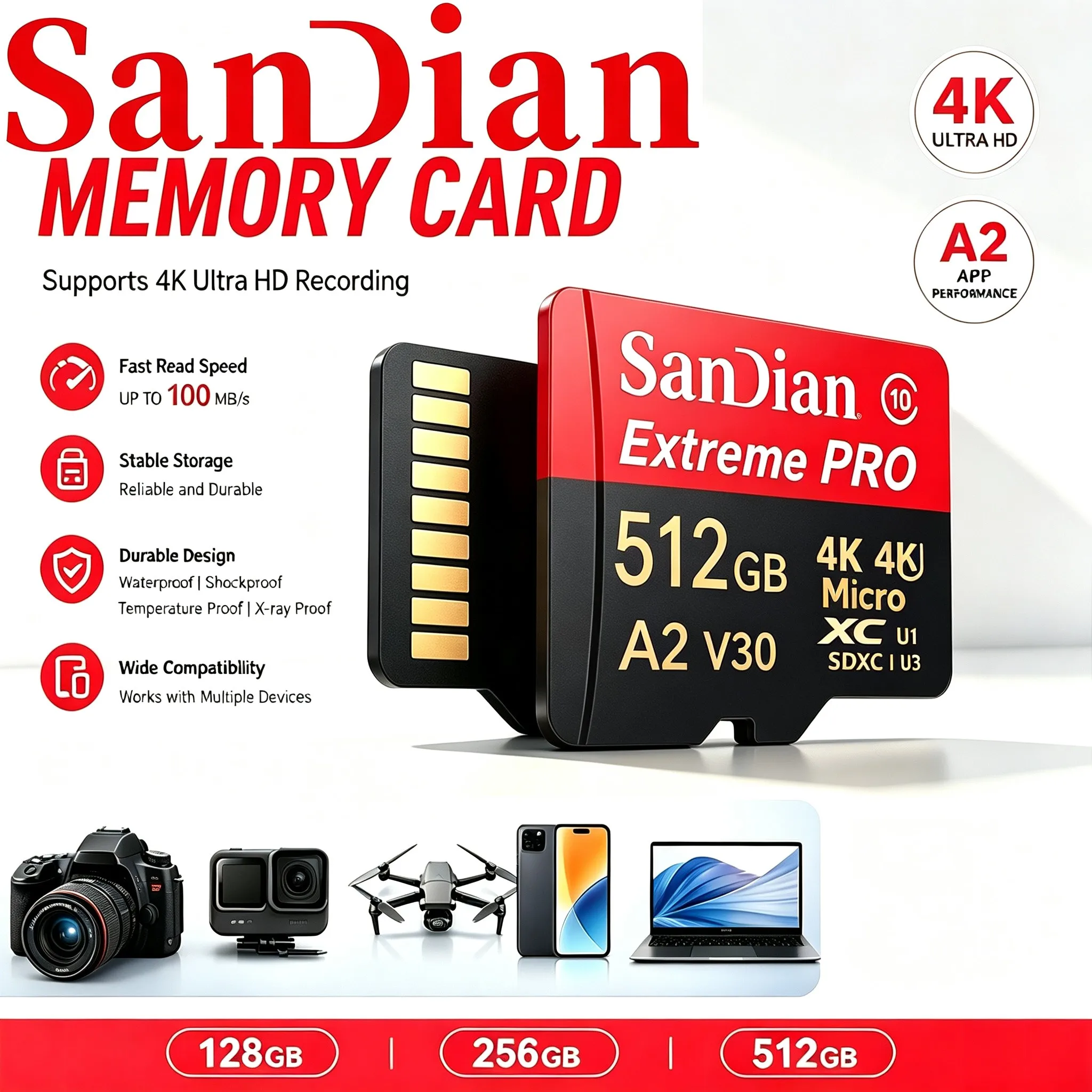 Smart TF Cards 32GB 256GB 512GB Memory Card Micro TF SD Card SD Cards A1 V10 for Smartphone/GPS/Mobile/Recorder/Sport Camera