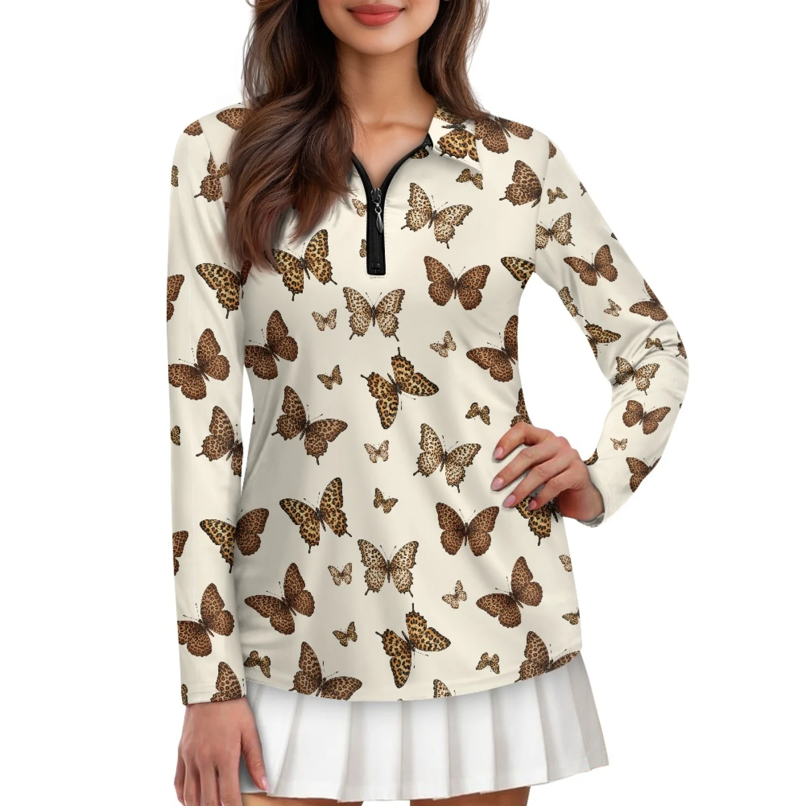 PENSTROLL Leopard Butterfly Womens Soft Golf Tops Plus Size Athletic Sport Tops for Shopping