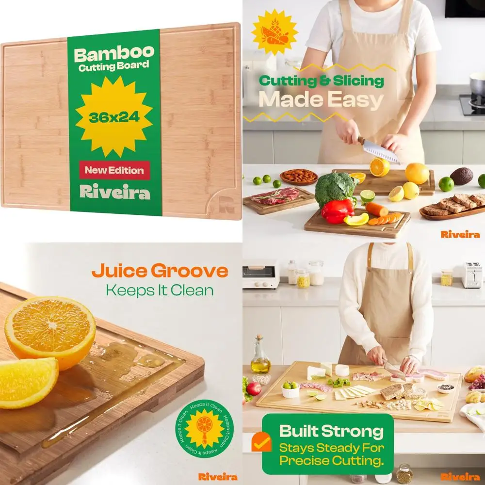 

Large Bamboo Cutting Board - 36x24 Inches, Gourmet Kitchen Essential for Cooking Enthusiasts