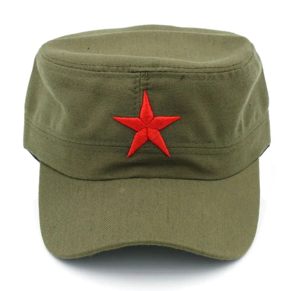 1pc Men Women Solid Color Army Hat Military Cadet Combat Patrol Hat Red Star Pentagram Casual Baseball Cap Outdoor Sunscreen Cap