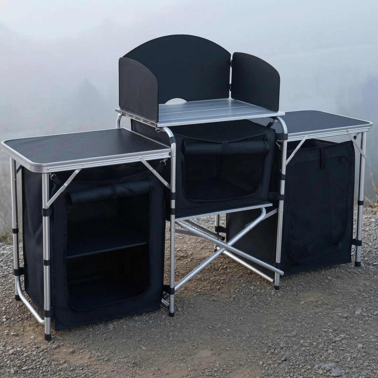 Picture 7: Camping Kitchen Table Storage Cabinets Camp Kitchen Table Portable Cook Station Carrying Bag Foldable for Campers