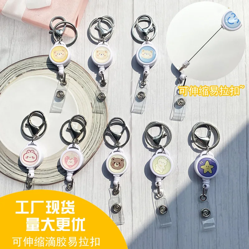 1 Pc cartoon badge reel for girls kids pass card accessories clips working permit clip badge holder reels cute keychain