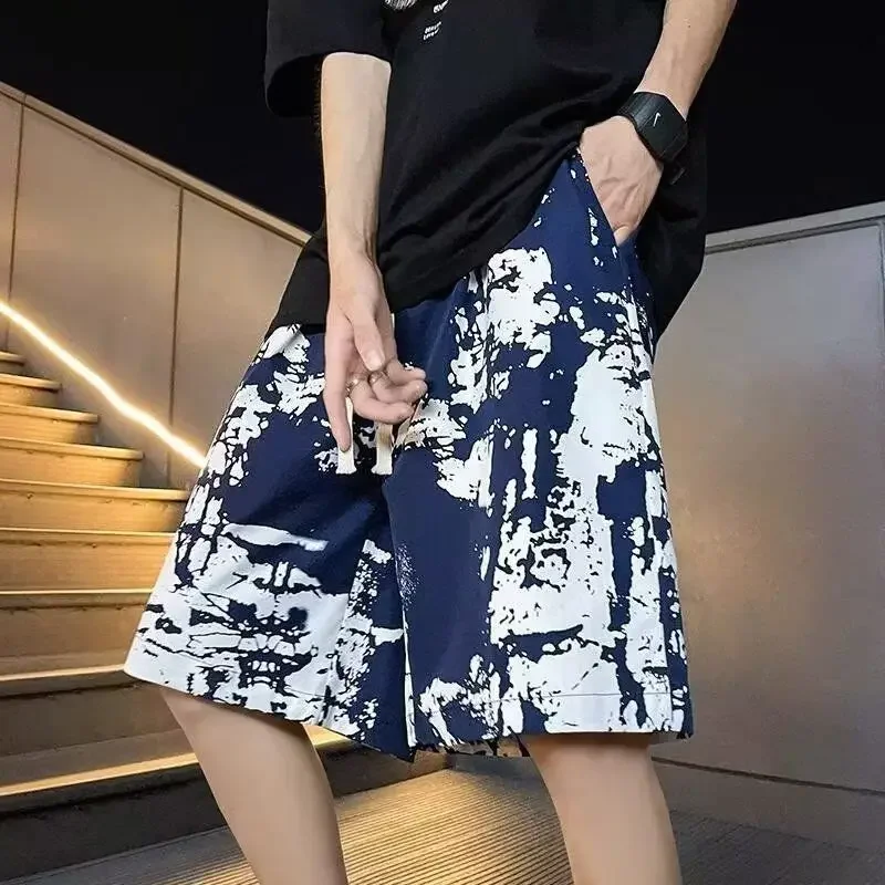 

Men's Shorts Board Quick Dry Baggy Drawstring Male Short Pants Printed Floral Beach with Pockets Wide Loose Clothing Streetwear