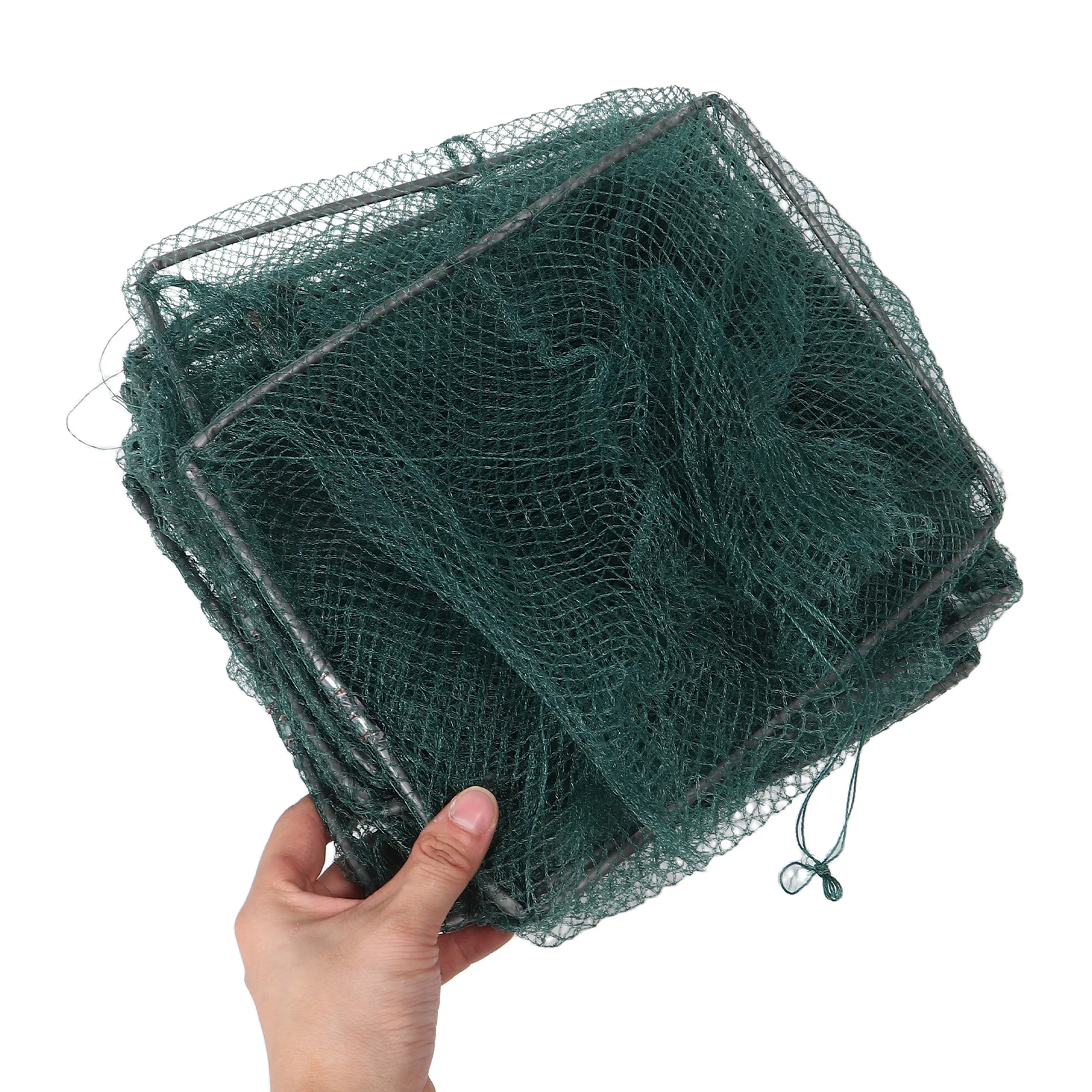 

2.4m 11-Section 8-Hole Foldable Crawfish Cage Fishing Net - Portable Multi Layer Nylon Bait Mesh Trap Basket for Shrimp Fish