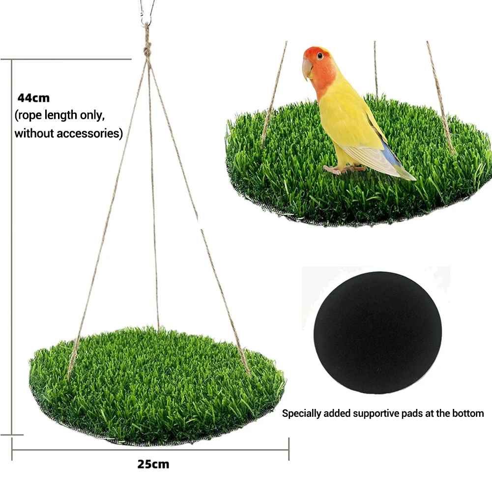 Mainan ayunan sangkar burung bayan dengan tempat tidur gantung, tikar rumput menggantung sangkar burung dengan kait besar mainan tikar mencari makan burung Lovebird Parkit