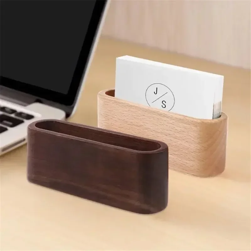 Desktop Accessories Storage Box Wooden Business Card Holder Note Holder Display Rack Card Holder Office Supplies Stationery
