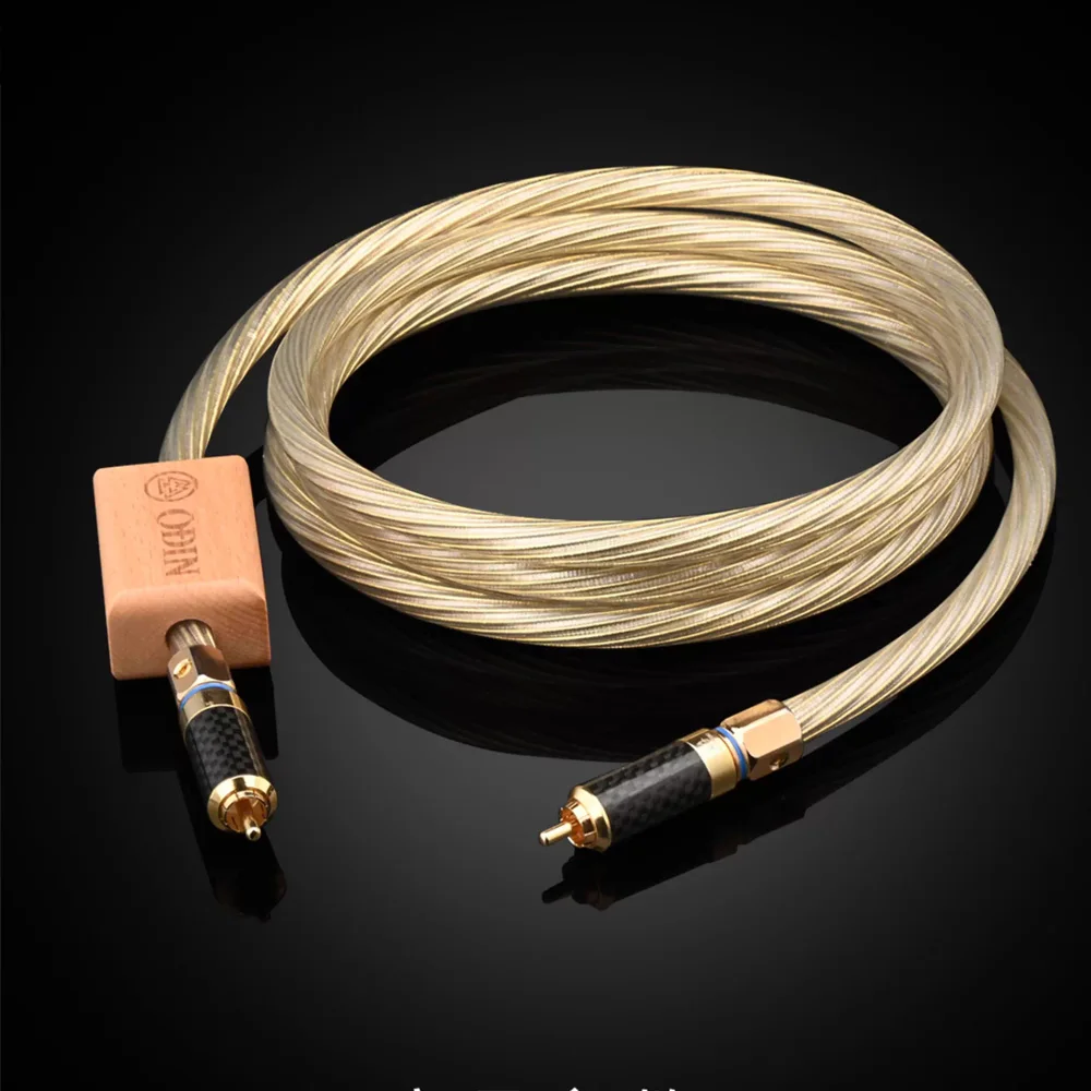 Коаксиальный кабель Gold Odin RCA высокой чистоты OCC посеребренный позолоченный коаксиальный аудиокабель SPDIF RCA 75 Ом для усилителя сабвуфера