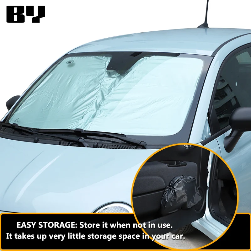 Car Windshield Sunshade Reflective Sunshade Car Interior Protective Sunshade Fits For Fiat 500 2010-2024 Accessories