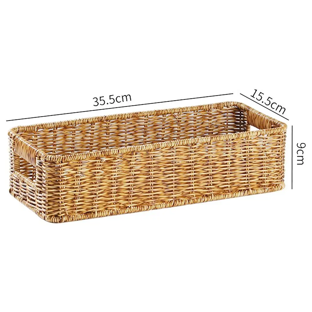 Multifunctional Sundry Storage Basket with Handle Rattan plait Snacks Cosmetic Storage Basket Drawer Storage Basket