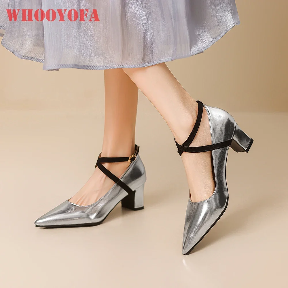 

Новые элегантные женские туфли-лодочки весна 2026 с золотистым и серебристым декором, заостренным носком, на высоком квадратном каблуке, размеры 12, 32, 43, 46, 48