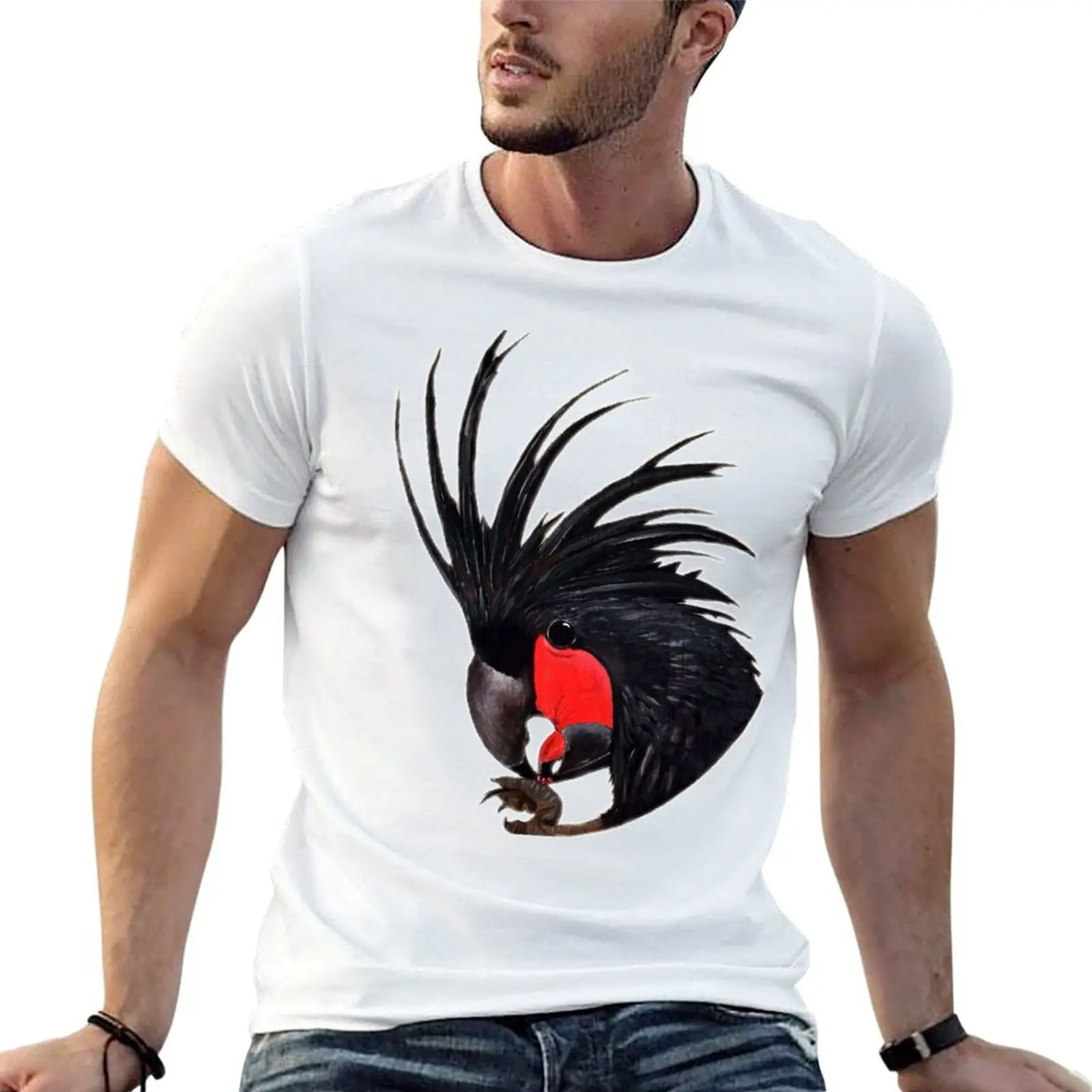Palm Cockatoo T-Shirt Plus Size Summer Short Sleeve T-Shirt