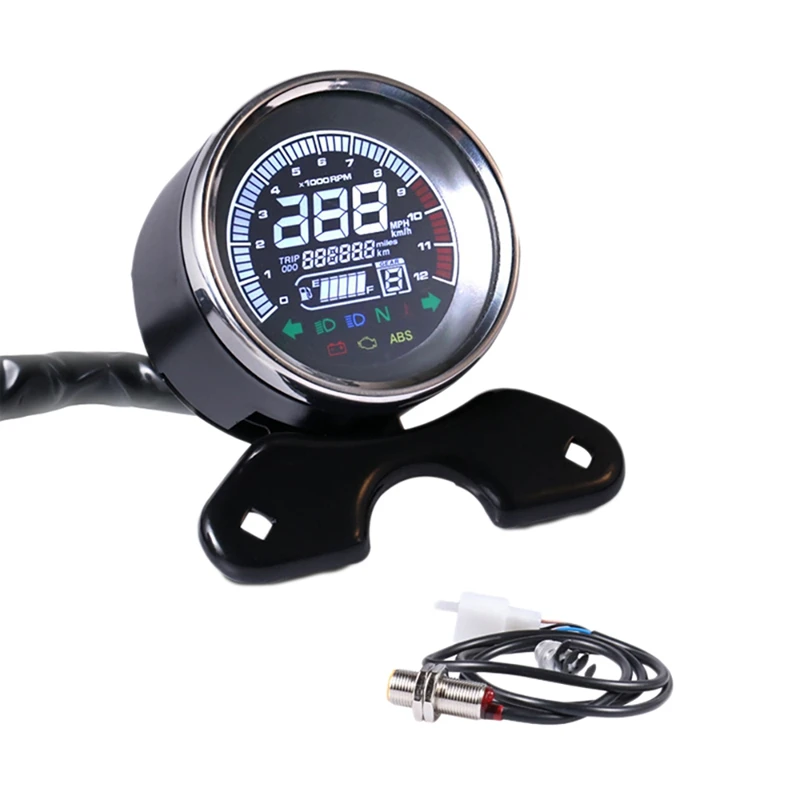 Universal Motorcycle Digital Meter Assembly Speedometer Odometer LCD Meter Multi-Functional Gauges Instrument