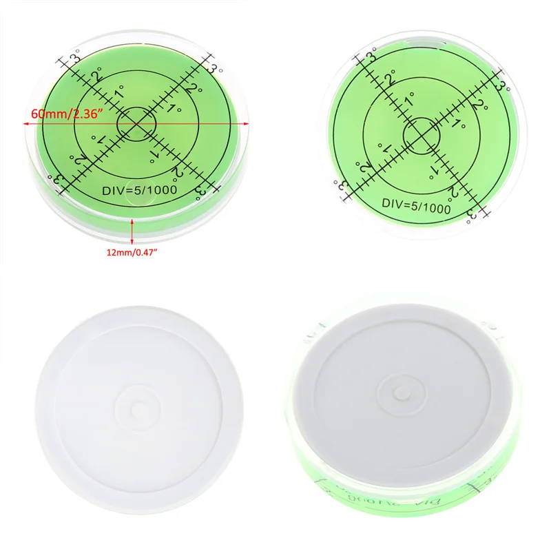 60mm Large Spirit Bubble Level Degree Mark Surface Circular Measuring Bulls Eyes