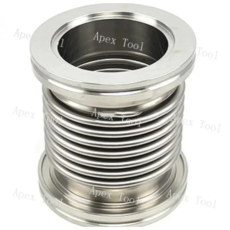 ISO63 ISO80 ISO100 ISO160 Ferrule x Length 100-1000mm SUS304 Stainless Steel Sanitary Vacuum Bellow Hose Flexible Tube Fitting