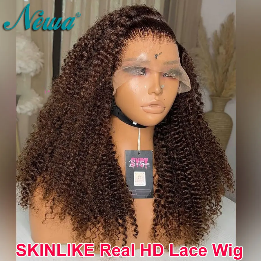 Newa Hair Colored Human Hair 13x6 HD Lace Frontal Wig Bleached Knots 5x5/6x6 Glueless HD Lace Closure Wig Curly Pre Plucked Wigs