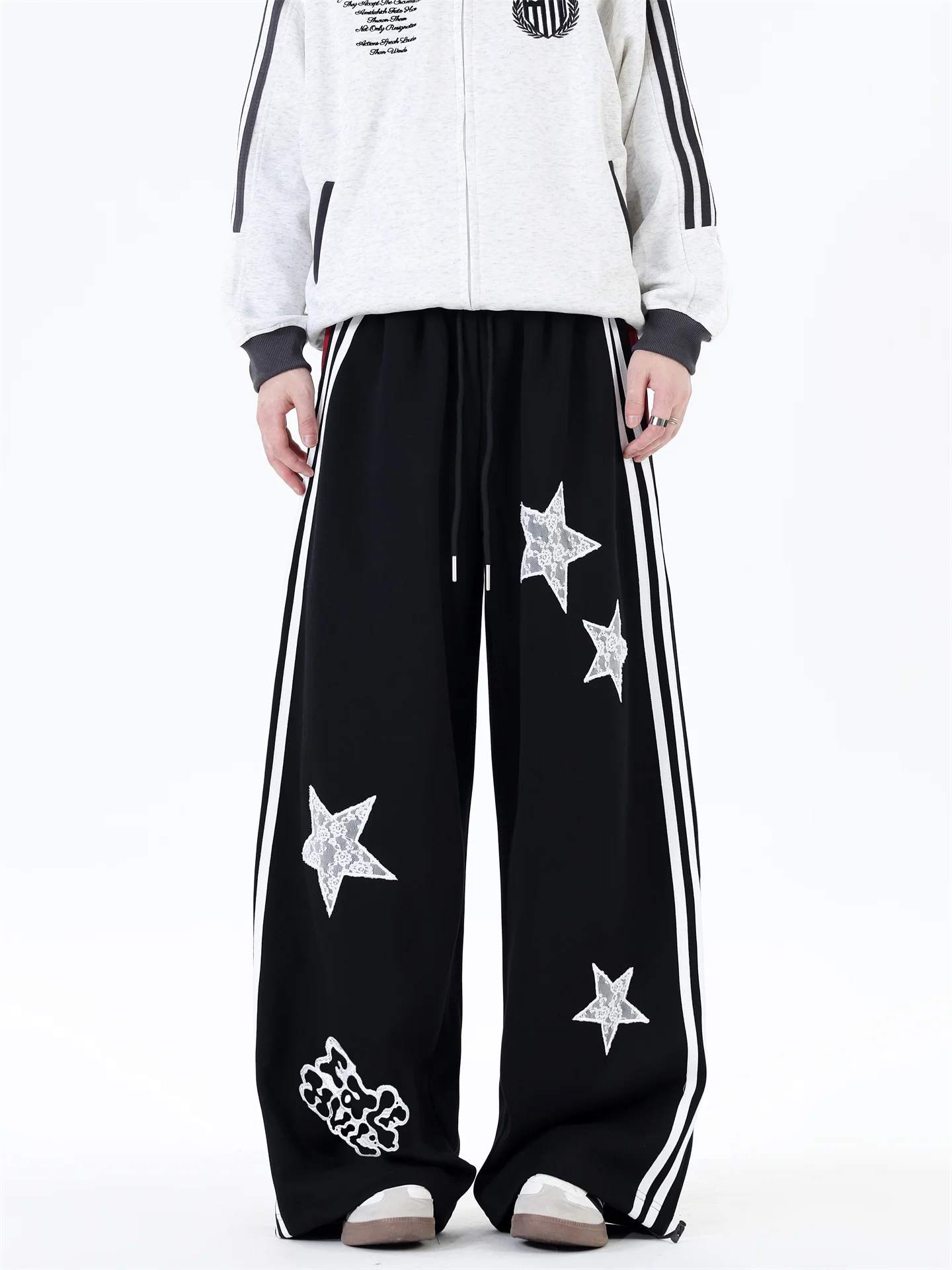 

Мужские спортивные брюки Street Dance Sle с вышитым узором в виде звезд и полос, широкие повседневные брюки свободного кроя, прямые брюки-трубы