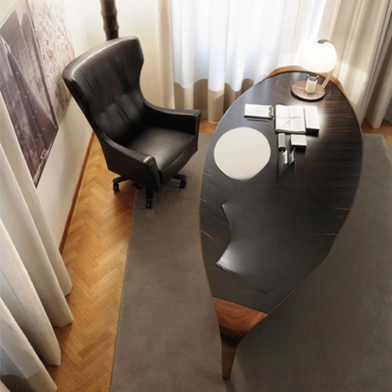 Italian minimalist North American black walnut solid wood, rectangular desk desk