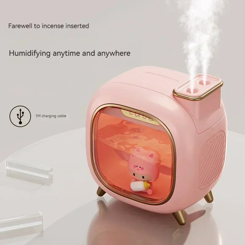 Humidificador de aire pequeño regalo nuevo Mini USB humidificador de doble pulverización hogar dormitorio luz nocturna Aroma hidratación Spray