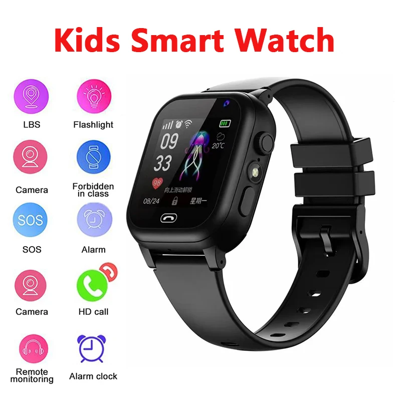 New 4G Smart Watch to SOS Call LBS Tracker Location Sim Card Children Watches Multifunctional Clock Camera Chat Waterproof Watch