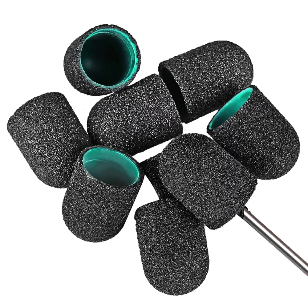 Disposable Nail Sanding Caps For Gel Polish Remover Nail Drill Bit Mill Grinding Sand Cap Pedicure Tool For Manicure Machine10PS