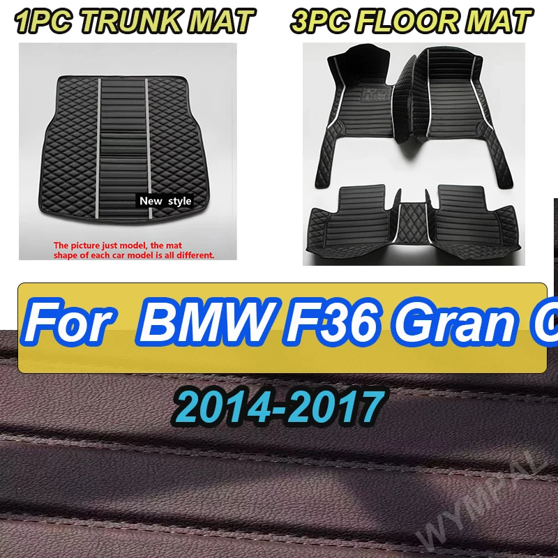 

LUXURY Car Floor Mats For BMW F36 Gran Coupe 2014 2015 2016 2017 Auto Luxury Leather
