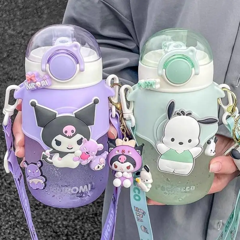 

Kuromi Children Cartoon Speech Cups Student Sanrio Nice Appearance Summer Portable Straw Plastic Cup Kawaii Birthday Gift