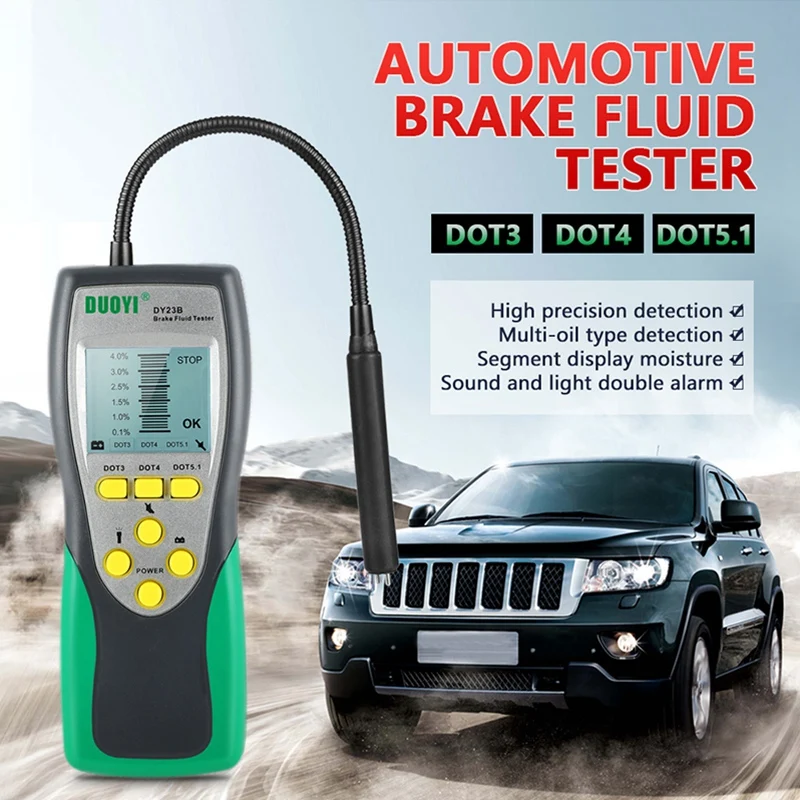 DUOYI Car Brake Fluid Tester Oil Inspection 250Mm Detector 2.2 Inch Lcd For Dot3 Car Brake Oil Quality LED Display