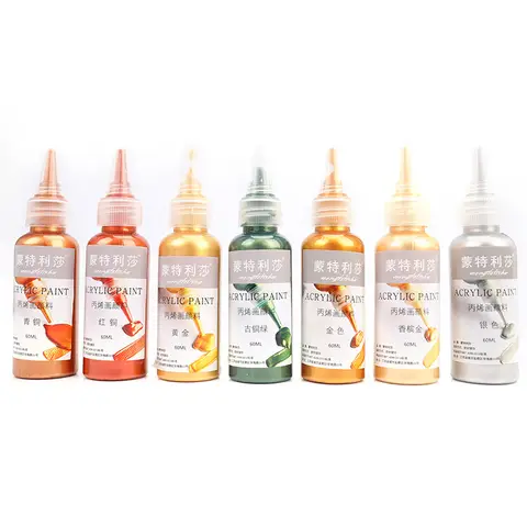 Pintura acrílica metálica de oro, 60ml, resistente al agua, no se desvanece, pigmentos pintados para bricolaje