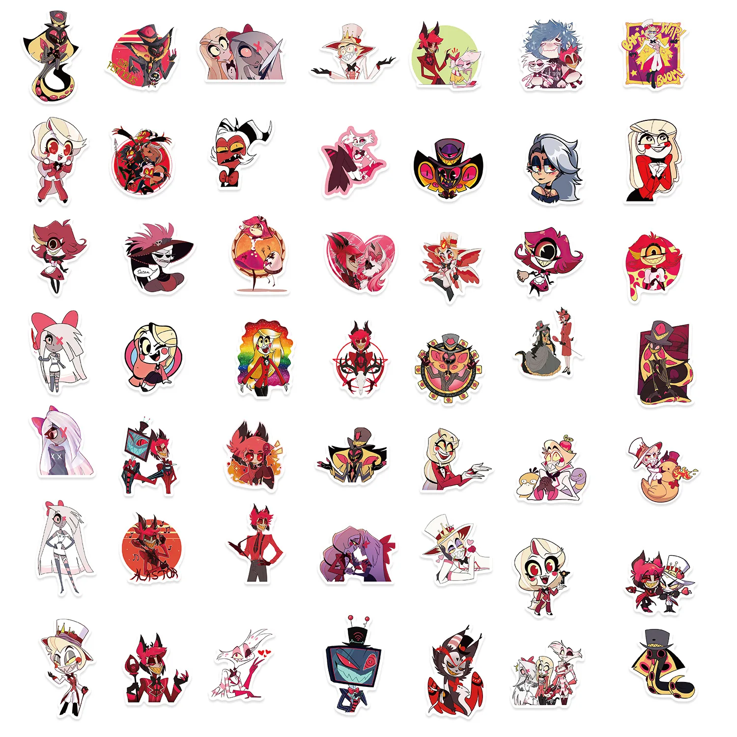 50pcs Hazbin Hotel Cartoon Mobile Phone Case Notebook Water Bottle Waterproof Sticker Decoration Supplies