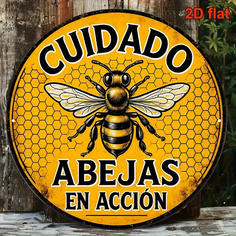 2D Flat, [2D Flat] 1pc Vintage Beekeeper Warning Sign - Spanish 