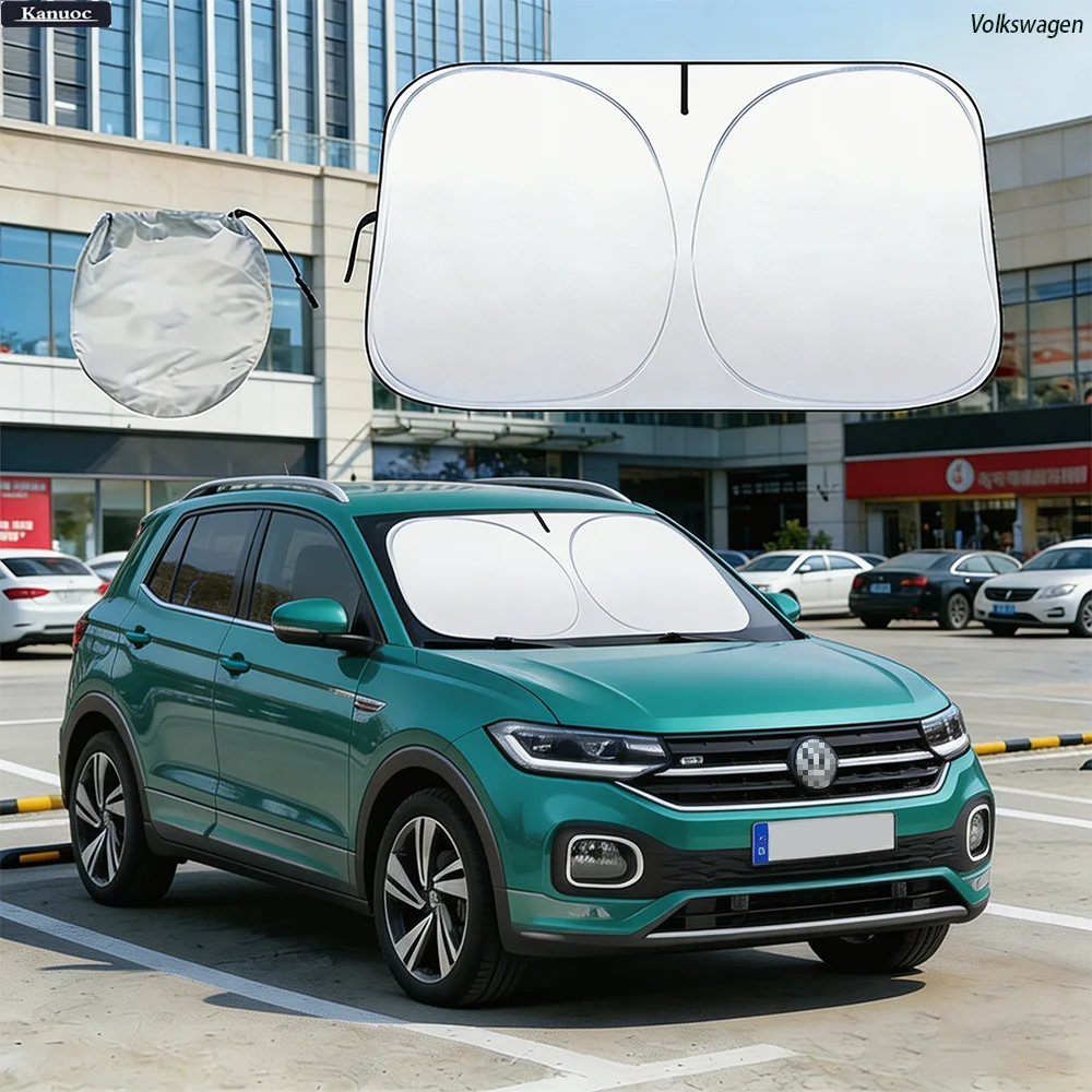 Parasol para parabrisas de coche, Protector solar para Volkswagen T-Cross TCross 2019-2023, bloquea los rayos UV