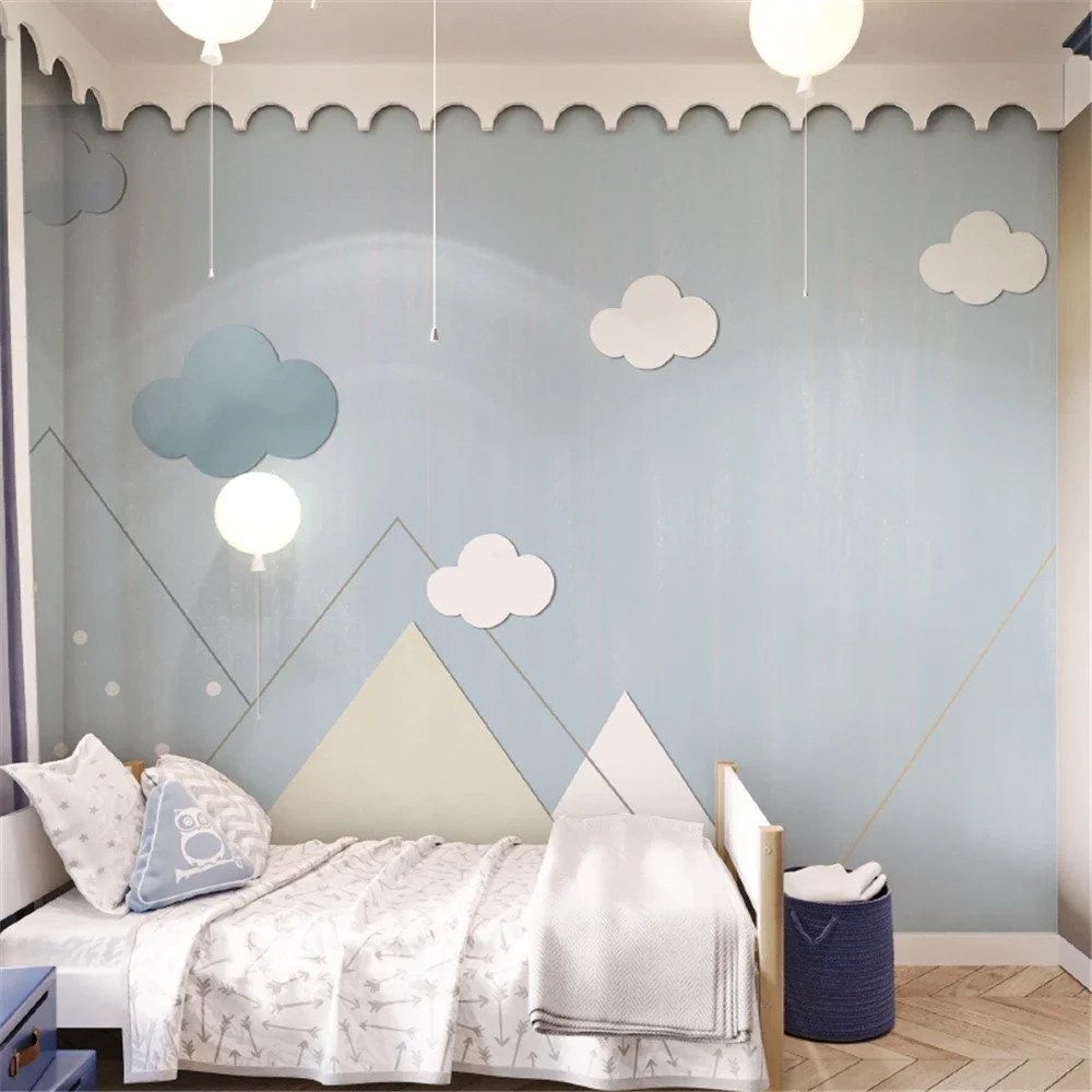 

Обои с изображением теплых облаков в мультяшном стиле для детской комнаты, синие обои для спальни мальчиков и девочек, фон для телевизора, декор для дома