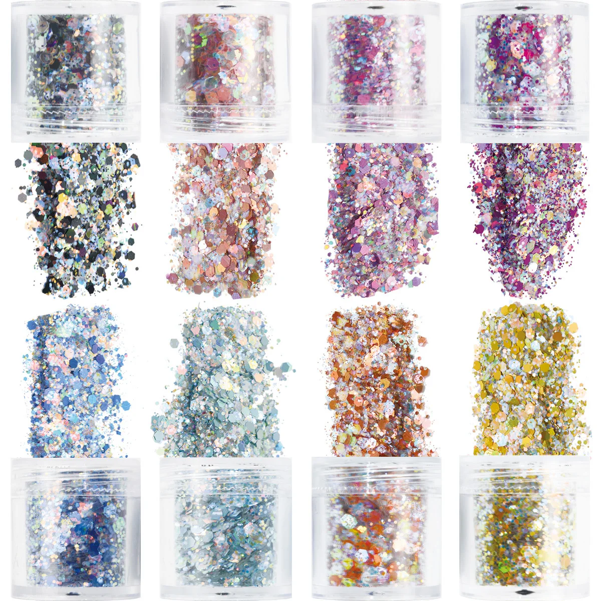 YunMoonai 10G/Bottle Mixed Colorful Chunky Sequins DIY Nails Glitter Powder Hexagon Epoxy Resin Laser Flakes Nail Art Fillings