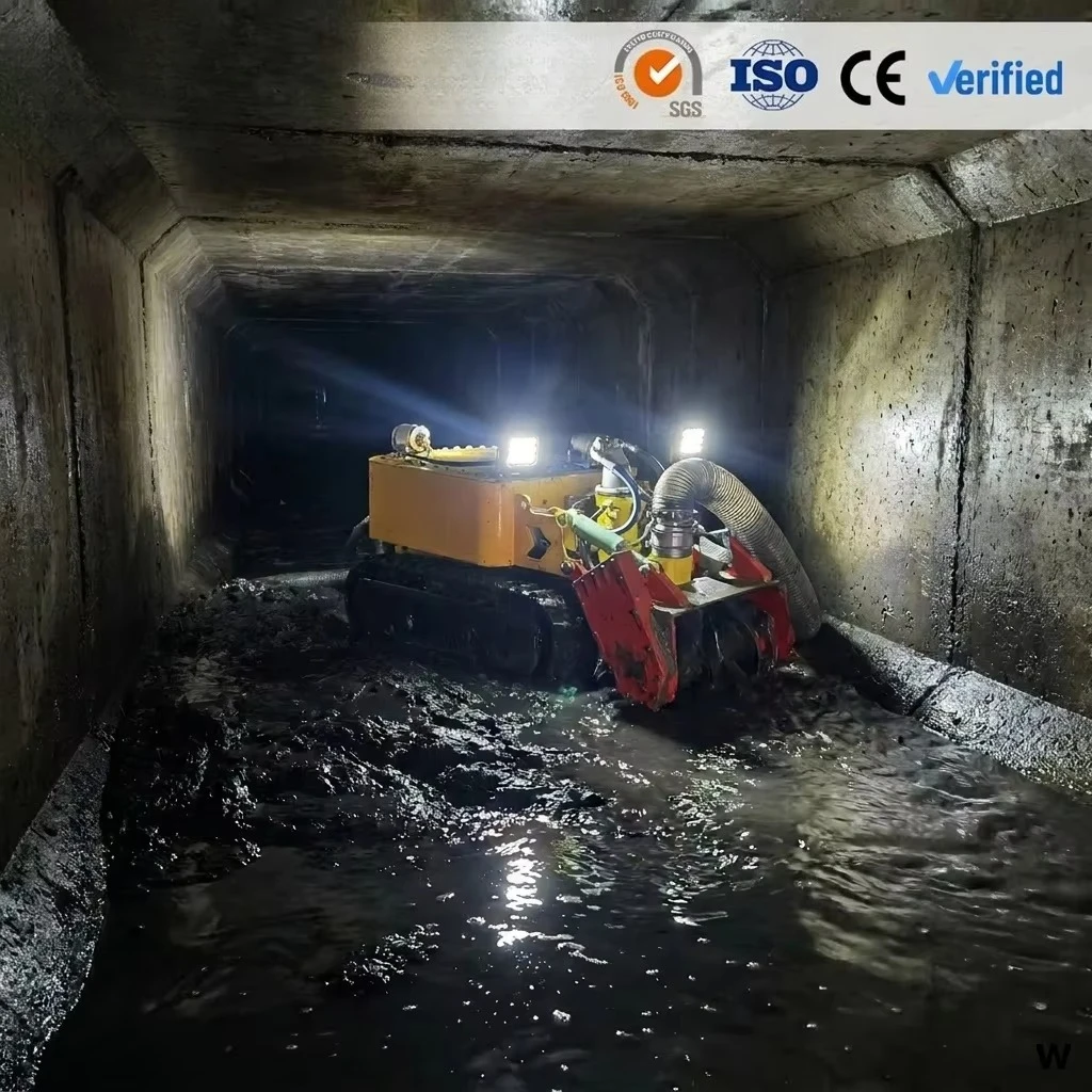 Multi-functional Tracked Pipe Cleaning Robot Submersible Sludge Cleaner for Long-distance Drainage and Tunnel Dredging