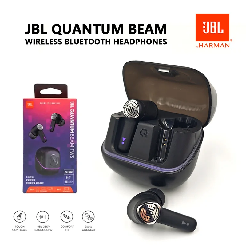 Original JBL Quantum Beam TWS sans fil Bluetooth casque st�r�o basse sport �couteur jeu Esports casque avec micro