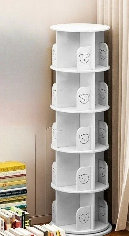 

Rotating bookshelf 360 degrees, floor to ceiling, children's picture book storage, student, home, corner, simple