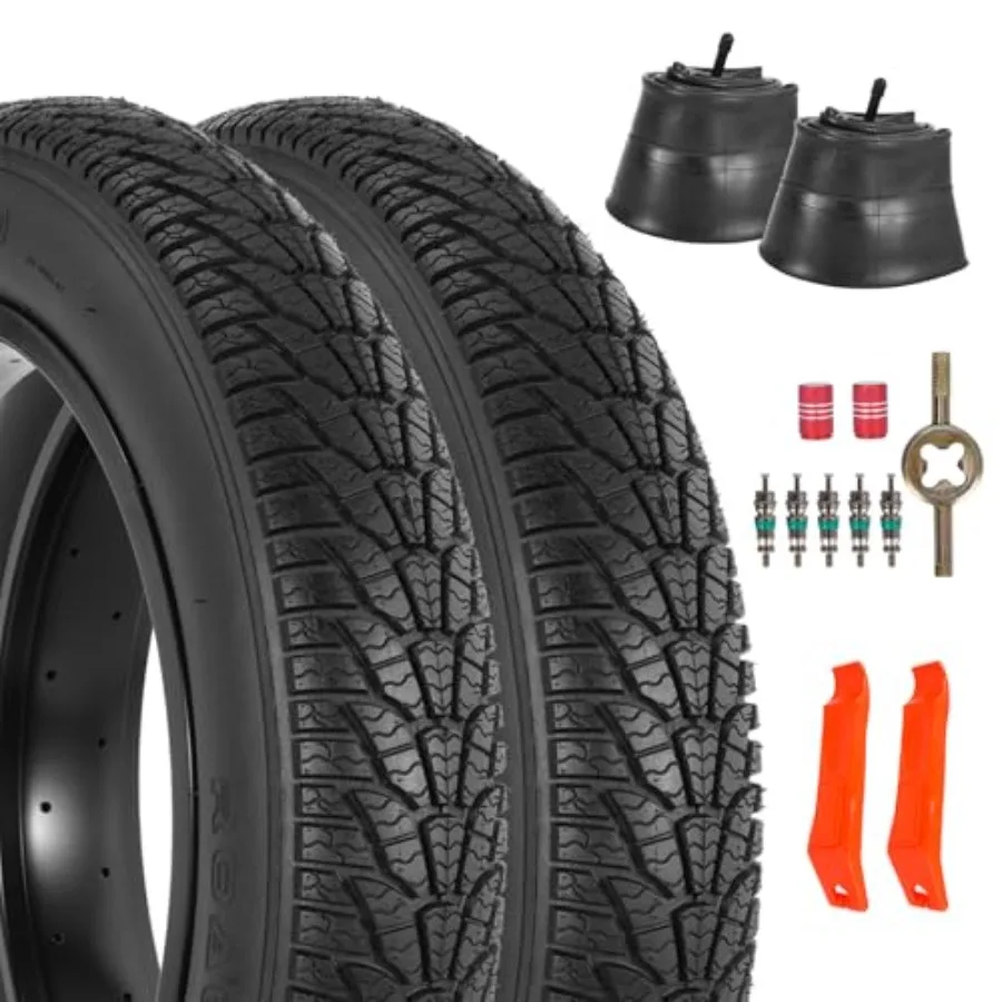 2-Pack 20x4.0 Fat Bike Tire, 20 Inch Mountain Bike Tires and Tubes Set, Folding Replacement Bicycle Tires with Tire Levers for