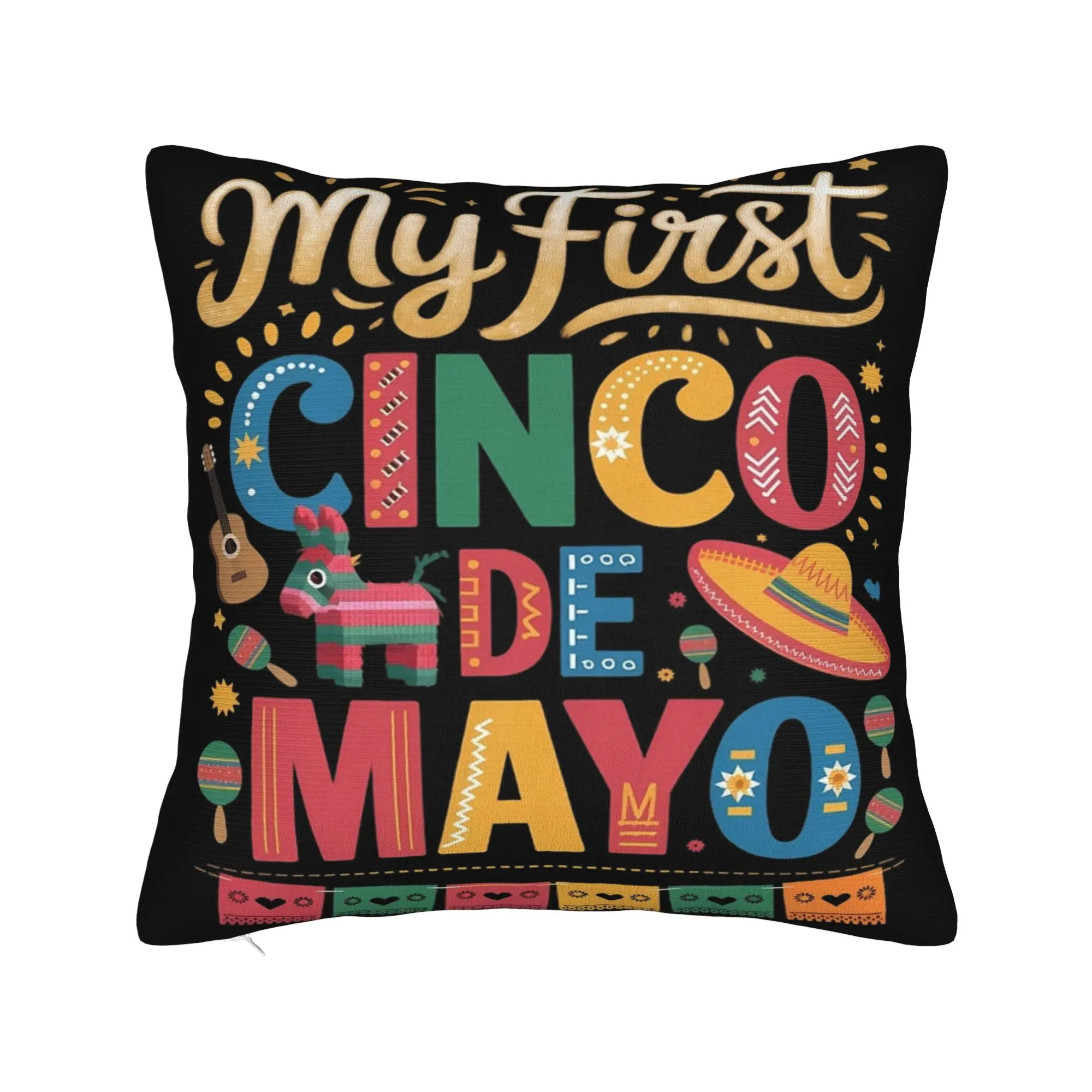 Decorative Pillowcases Let's Fiesta Cinco De Mayo  Accessories Home  Throw Pillow Case Cover Zipper Multiple Sizes