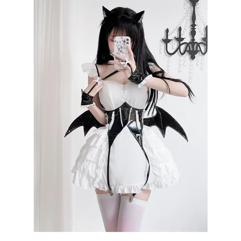 

Carnival Halloween Night Demon Maid Uniform Cosplay Women Night Elves Magic Little Devil Wings Clothes Costumes Role Outfits