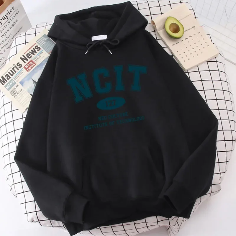 Letter NCIT 127 Neo Culture Institute Of Technology Prints Oversize Womenswear Hoodie Harajuku Fleece Hoody Pullover Sweatshirt