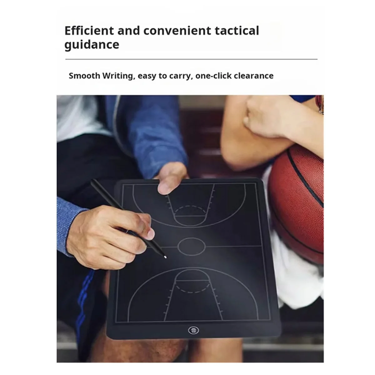 NEW Electronic Coaching Board, 16In LCD Screen Strategy Marker Board with Lock Function for Basketball,Horizontal Basketball